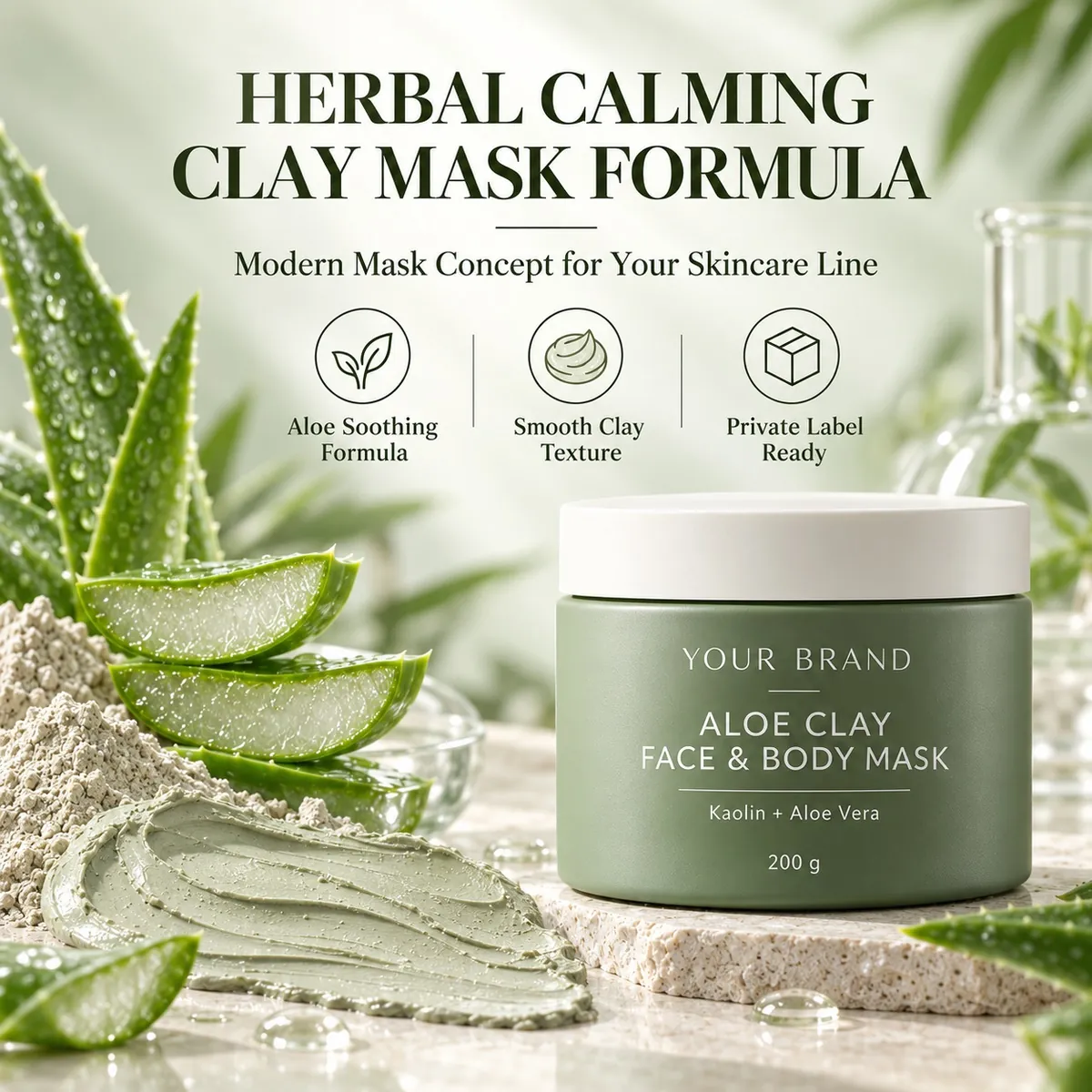 Aloe Vera & Kaolin Face and Body Mask: mask, 100 ml
