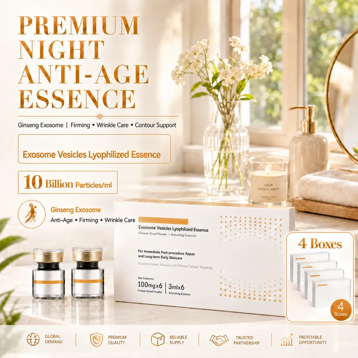 Ginseng Exosome Vial Kit — Vitality Awakening & Firming: vial kit, (100 mg + 3 ml) × 24 per box