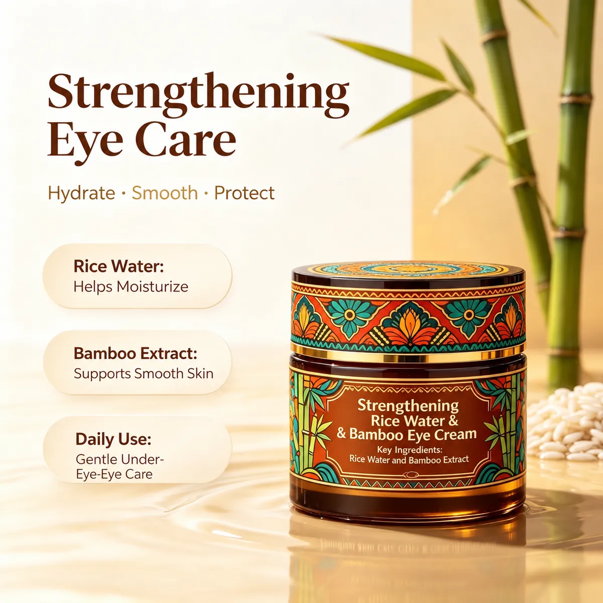 Rice Water & Bamboo Strengthening Eye Cream: eye cream, 50 g