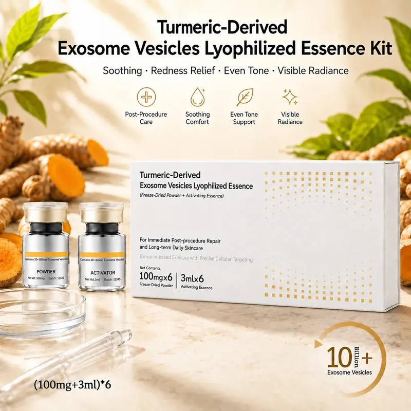 Turmeric Curcumin Exosome Vial Kit — Redness Care & Hydration, 6 Sets: vial kit, (100 mg + 3 ml) × 6 per box